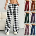 thumbnail image 1 of 2 Pack ylioge Pajama Pants for Women with Pockets and Drawstring Elastic Waist Casual Plaid Printed Straight Leg Breathable Loungewear Pajamas Trousers Pant, 1 of 8