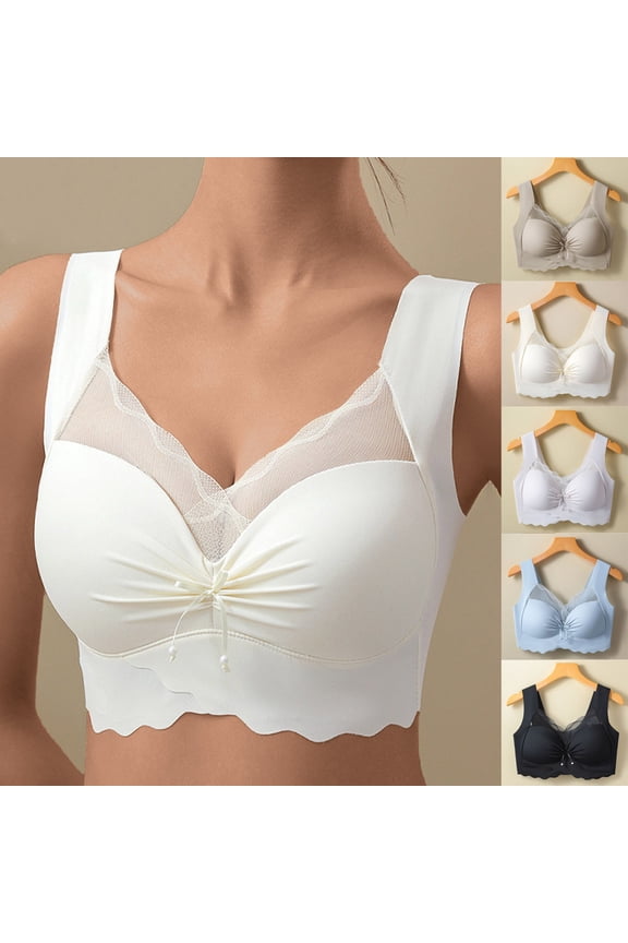 2 Pack ylioge Plus Size Sports Bras for Women L-4X No Underwire Push Up Bralettes Solid Breathable Pullover Back-Smoothing Support Underwear Bra