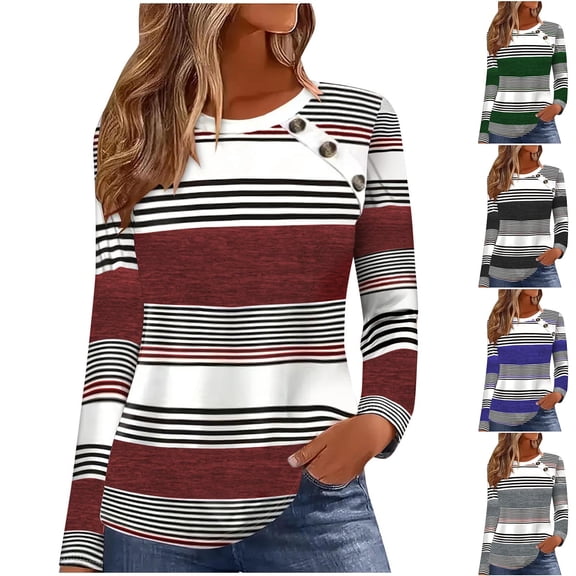 2 Pack ylioge S-5X Plus Size Long Sleeve Sweatshirts for Women Crewneck Shirts Womens Casual Color Block Pullover Slim Basic Going-Out Loungewear Tops