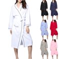 thumbnail image 1 of 2 Pack ylioge Waffleknit Bath Robes for Women Long Sleeve Bathrobes with Pockets and Belt Casual Solid Mid Length Open Front Homewear Loungewear Pajamas Robe, 1 of 8
