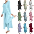 thumbnail image 1 of 2 Pack ylioge Womens 2 Piece Pajama Sets Long Sleeve Tops and Pants Sleepwear Outfits Ladies Casual Solid Color Comfortable Slim Loungewear Pajamas Set, 1 of 8
