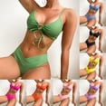 thumbnail image 1 of 2 Pack ylioge Womens Bathing Suits Two Piece Bikini Sets Built in Bras Swimsuits Ladies Trendy Solid Adjustable Low Rise Swimwear Set, 1 of 8