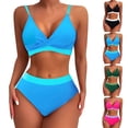 thumbnail image 1 of 2 Pack ylioge Womens Tankini Swimsuits 2025 Two Piece Bikini Sets Push Up Tankinis Tops High Waisted Shorts Solid Beach Bathing Suits, 1 of 5