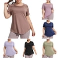 thumbnail image 1 of 2 Pack ylioge XL-4X Plus Size Yoga Tops for Women Short Sleeve Crewneck T Shirts Womens Casual Solid Color Quick-Drying Pullover Athletic Workout Tees Tops, 1 of 8