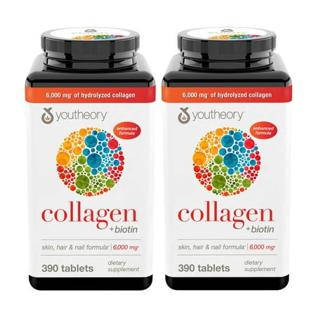 2 Pack | youtheory Collagen Plus Biotin, 390 Tablets