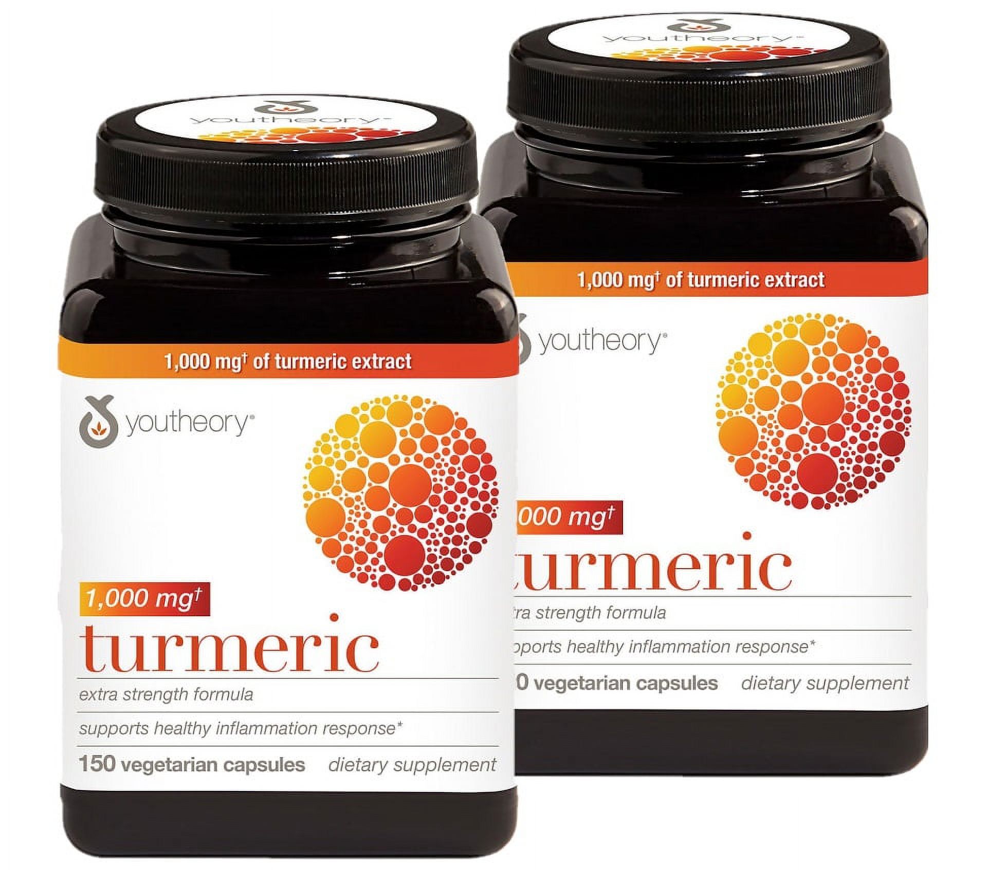 2 Pack youtheory Turmeric Extra Strength Formula 1,000 mg., 180