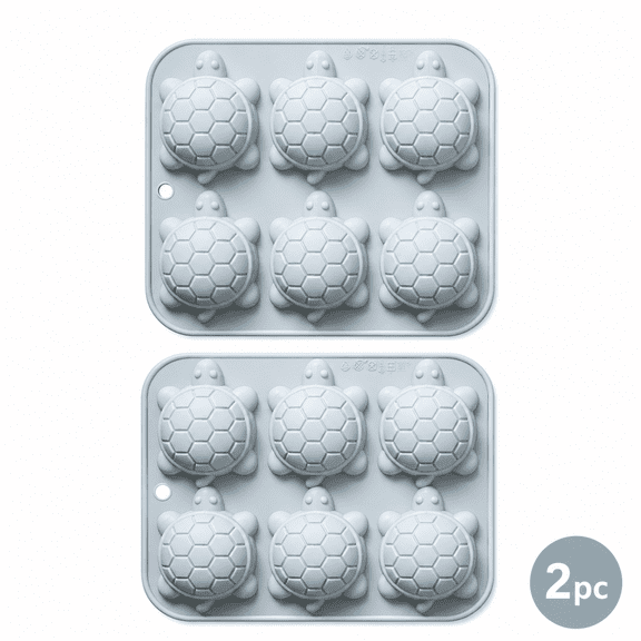 2 Pack6-Cavity Turtle Silicone Mold with Sea Turtle Design – Food-Grade Baking Mold for Chocolate, Cake, Jelly, Ice Cube & Soap Making – Non-Stick Flexible Mold,Multi-Purpose DIY Kitchen