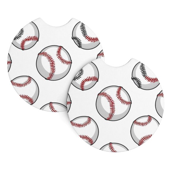 2 Package Car Coasters Drink Absorbable Rubber Base Cup Holder Coasters Non-Slip Coasters Bar Coasters Car Interior Accessories 2.7 Inches Baseball Theme Sporty Dynamic Style (3)