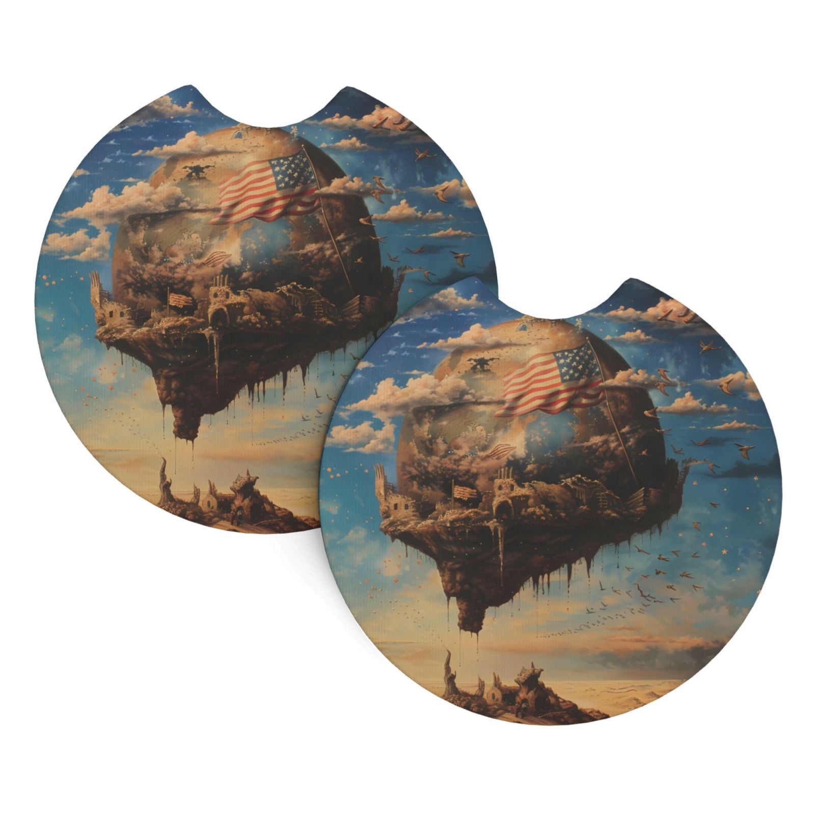 2 Package Car Coasters Drink Absorbable Rubber Base Cup Holder Coasters ...