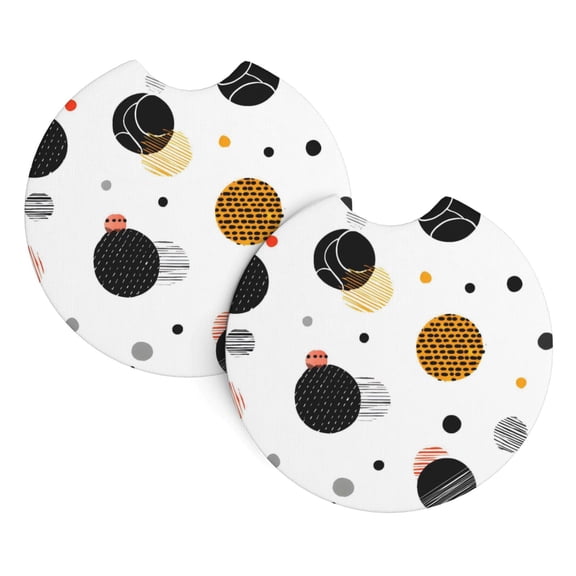 2 Package Car Coasters Drink Absorbable Rubber Base Cup Holder Coasters Non-Slip Coasters Bar Coasters Car Interior Accessories 2.7 Inches Geometric Sports Balls Minimalist Vector White Background
