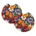 thumbnail image 1 of 2 Package Car Coasters Drink Absorbable Rubber Base Cup Holder Coasters Non-Slip Coasters Bar Coasters Car Interior Accessories 2.7 Inches Groovy Flowers (2), 1 of 5