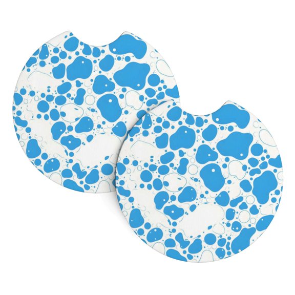 2 Package Car Coasters Drink Absorbable Rubber Base Cup Holder Coasters Non-Slip Coasters Bar Coasters Car Interior Accessories 2.7 Inches Milk Cow Skin Print Style Powderblue_3