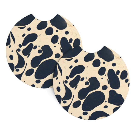 2 Package Car Coasters Drink Absorbable Rubber Base Cup Holder Coasters Non-Slip Coasters Bar Coasters Car Interior Accessories 2.7 Inches Milk Cow Skin Print Style Darkvoilet_1