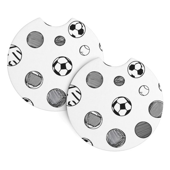 2 Package Car Coasters Drink Absorbable Rubber Base Cup Holder Coasters Non-Slip Coasters Bar Coasters Car Interior Accessories 2.7 Inches Minimalist Vector Geometric Sports Balls