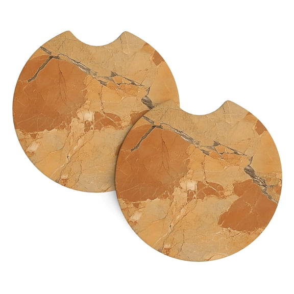 2 Package Car Coasters Drink Absorbable Rubber Base Cup Holder Coasters Non-Slip Coasters Bar Coasters Car Interior Accessories 2.7 Inches Sandybrown Marble_1