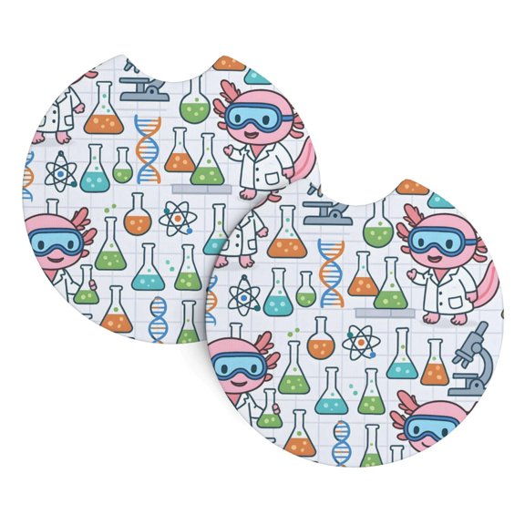 2 Package Car Coasters Drink Absorbable Rubber Base Cup Holder Coasters Non-Slip Coasters Bar Coasters Car Interior Accessories 2.7 Inches Science Lab Axolotls - Educational Play