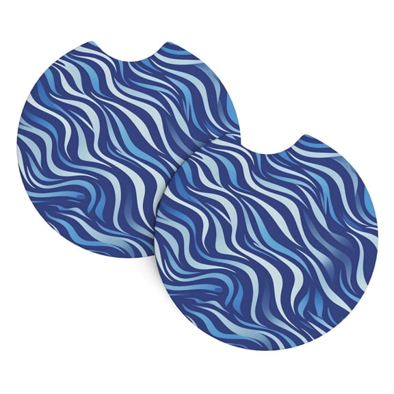 2 Package Car Coasters Drink Absorbable Rubber Base Cup Holder Coasters Non-Slip Coasters Bar Coasters Car Interior Accessories 2.7 Inches Zebra Print Style Lightblue_3