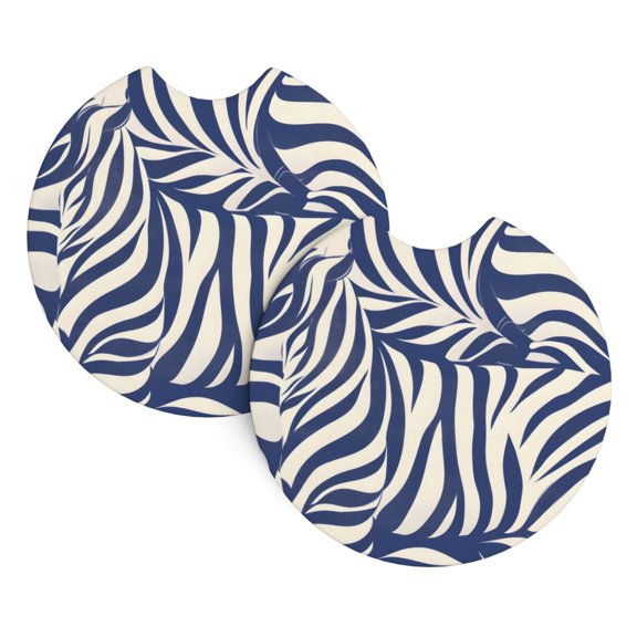 2 Package Car Coasters Drink Absorbable Rubber Base Cup Holder Coasters Non-Slip Coasters Bar Coasters Car Interior Accessories 2.7 Inches Zebra Print Style Steelblue_1
