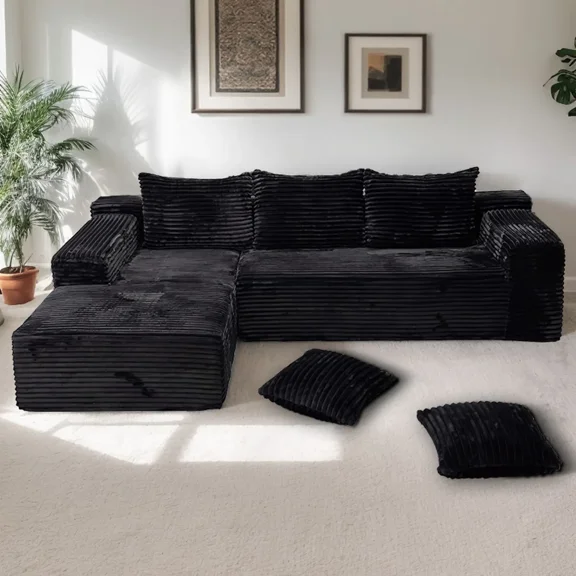 VERDECORE 106" Boneless Cloud Sectional Sofa, Modern Minimalist Oversized L‑Shaped Modular Sofa with Chaise Lounge, No Assembly Required for Living Room