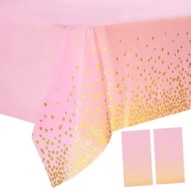 2 Packaging Black and Gold Plastic Tablecloth, 54 inch x108 inch Rectangular Disposable dot Party Table Cover, Suitable for Birthday, Graduation, Restaurant, Wedding Decoration Tablecloth - Style 1
