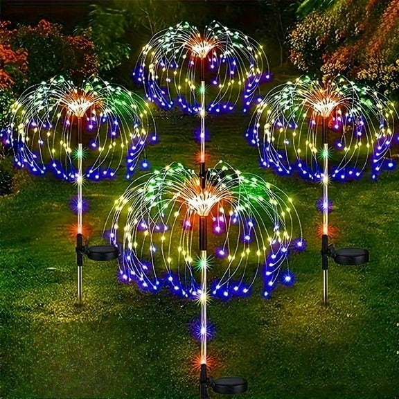 2 Packaging Outdoor Solar Fireworks Light - DIY Decoration, Used for Routes, Gardens, Courtyards, Parties, Weddings, Festivals, Christmas Decorations, Solar Flooring, Lawn Lights,Halloween Decorative