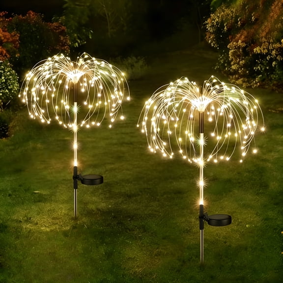 2 Packaging Outdoor Solar Fireworks Light - DIY Decoration, Used for Routes, Gardens, Courtyards, Parties, Weddings, Festivals, Christmas Decorations, Solar Flooring, Lawn Lights,Halloween Decorative