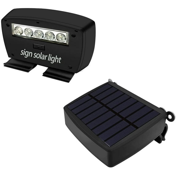 (2 Packet) Solar Power Deck LED Light Clip-On Yard Security Sign Spotlight {Large Capacity Battery, Max14 Hours Working}