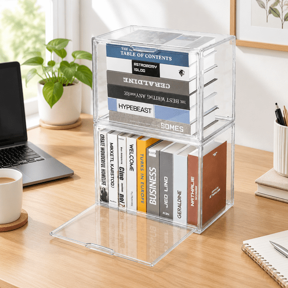 2 Packr Book Stororganizer Box Plastic Display Case