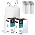thumbnail image 1 of 2 Packs(100 Count) Code P 13-16 Gallon Heavy Duty Drawstring Plastic Trash Bags Compatible with Code P | 1.2 Mil | White| 13-16 Gallon/50-60 Liter, 1 of 5