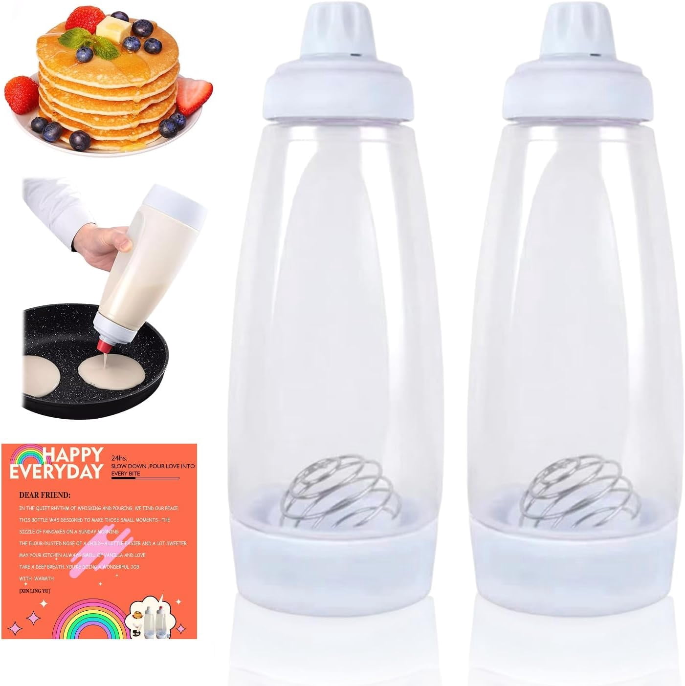 2 Packs 1000ml Pancake Batter Dispenser,Squeeze Pancake Dispenser ...