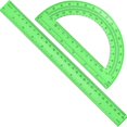 thumbnail image 1 of 2 Packs 12 Inch Plastic Ruler and 6 Inch Plastic Protractor Set Clear Math Geometry Set Classroom Set Angle Detector School Supplies Classroom Ruler Home Office Drawings (Green), 1 of 6