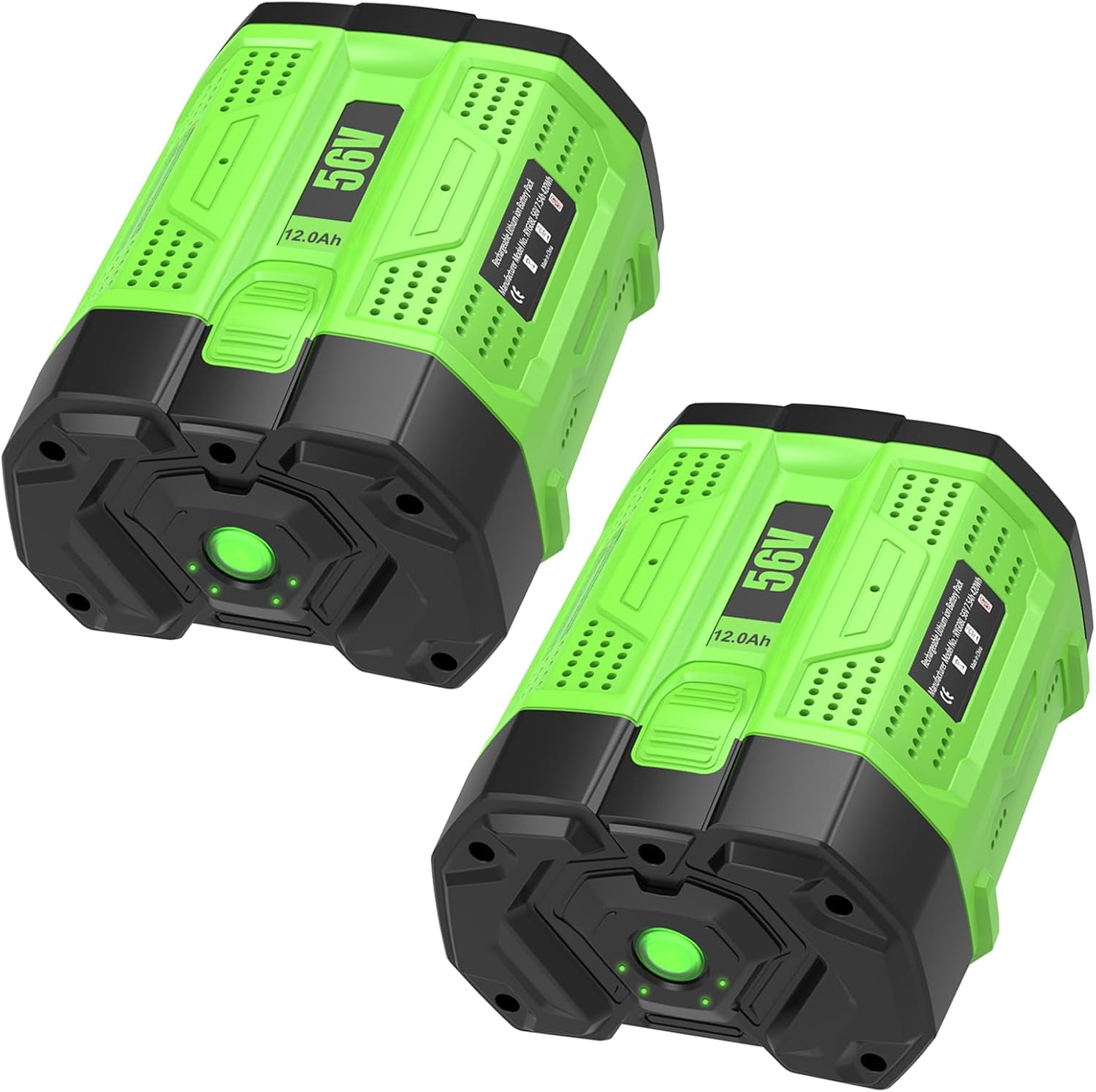 2 Packs 12000mAh High Capacity Replacement for EGO 56V Lithium-ion Battery Compatible with EGO 56 Volt 12.0Ah Battery BA2800T BA4200T BA1400 BA5600T LB6504 LB5804 LB6500 LB4800 Power Tools(Green)