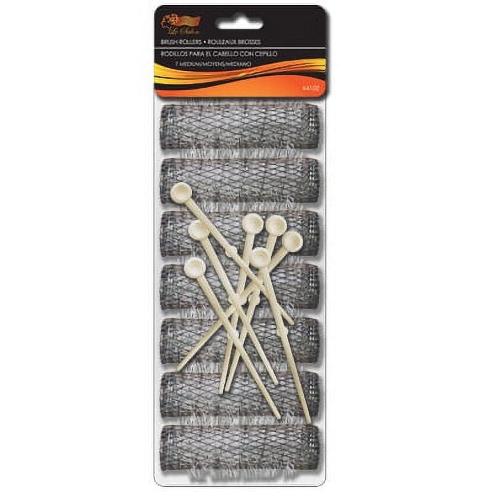 2 Packs (14 total) MEDIUM BRUSH ROLLERS & PINS Hair Curlers Bristles 2 1/2"x 3/4" NEWÂ&nbsp;