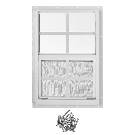 2 Packs 14'' x 21'' Shed Window,Small Sliding Windows with Aluminum Alloy Frame,Flush Mount Window with Tempered Glass and Fiberglass Screen for Shed,Chicken Coop,Household,Easy Installation