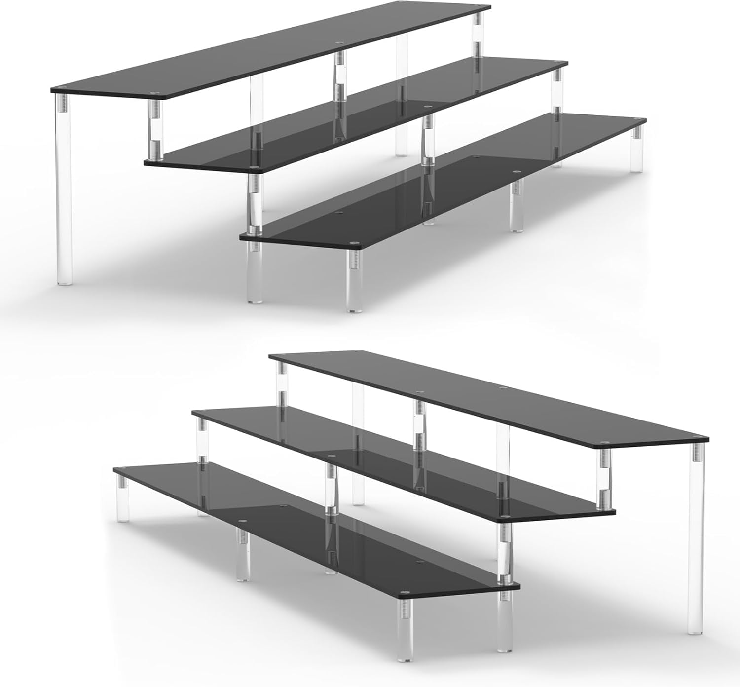 2 Packs 15 3/4 inch Acrylic Riser Display Stand Shelf Clear 3 Tier ...