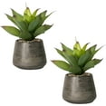 2 Packs 16" Tall Realistic Agave Plant in Cement Vase Lifelike Plants