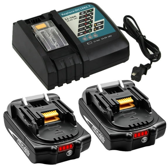 2 Packs 18 Volt 3.0Ah Lithium BL1830B Battery and DC18RC Charger Compatible with Makita 18V Battery BL1815 BL1820B BL1830 BL1840B BL1850B BL1860B