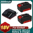 thumbnail image 1 of 2 Packs 18V 3000mAh Battery Packs Compatible with Einhell Tools X-Change 4511396 4511437neu PXBP-600 PX-BAT52 Cordless Power Tools Battery+Charger set, 1 of 8