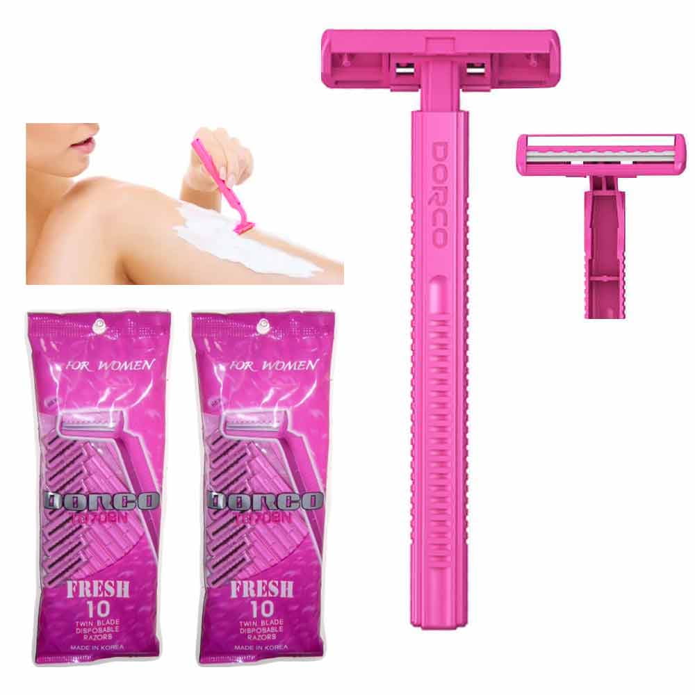 2 Packs 20 Ct Women's Razors Disposable Twin Blade Hair Removal Shaver