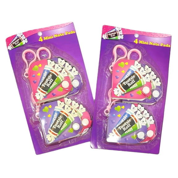 2 Packs - 2006 Tootsie Roll Mini Note Pads Party Favor Treats - 2 Packs of 4 - 8 Total