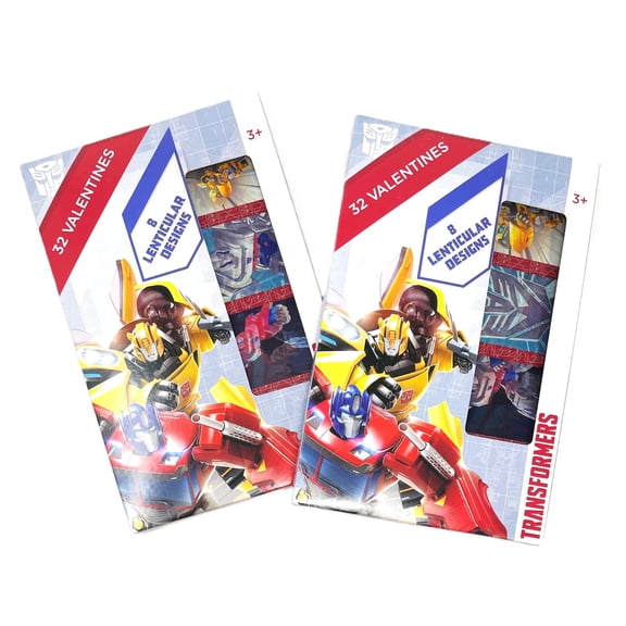 2 Packs - 2019 Transformers Lentricular Foil Valentines Day Cards - 2 Packs of 32 - 64 Total