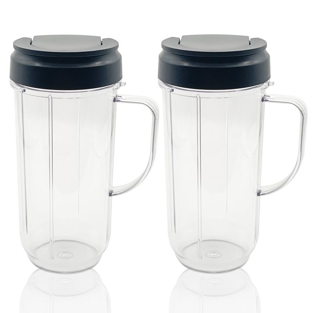 2 Packs 22oz Tall Replacement Blender Cup With 2 Flip Top to Go Lid and