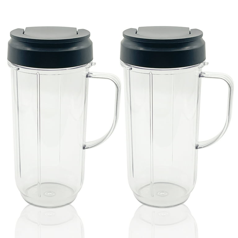 2 Packs 22oz Tall Replacement Blender Cup With 2 Flip Top to Go Lid and  Handle Compatible with Magic Bullet Cups Travel Mugs 250w MB1001 Blender