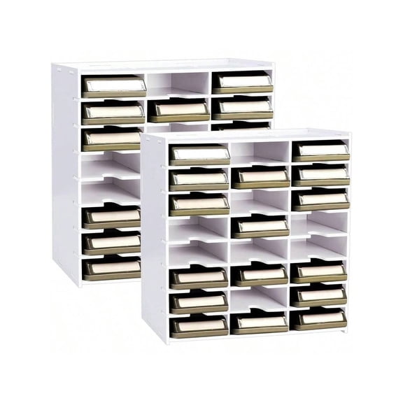 2 Packs 24 Slots Craft Punch Organizer Rack Wall-Mounted Paper Punches Holder Desktop Scrapbook Paper Punch Storage For Craft Room Home White - 2 Packs