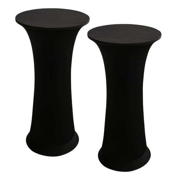 2 Packs 24" x 43" Fitted Cocktail Table Covers Highboy High Top Bar Tablecloth for Party Wedding pub banquet (2, Black)