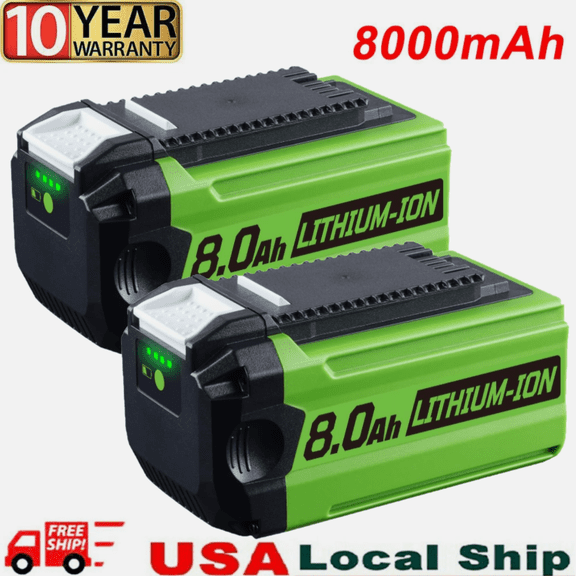 2-Packs 29462 40V 8.0Ah Li-ion Battery Replacement for GreenWorks 40V Battery Lithium 29252 25312 25322 21242 27062 Compatible with GreenWorks 40V G-MAX Cordless Power Tools