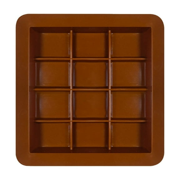 2 Packs 2pcs 12 Compartment Silicone Chocolate Molds for Baking Oven Safe Reusable Candy Making Molds Brown 11.5x11.5cm Microwave Freezer Safe Dessert Molds for Home Bakers