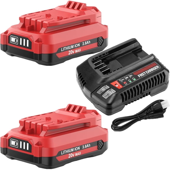 2 Packs 3.6Ah CMCB202 Battery and CMCB104 Charger Replacement for Craftsman 20V Battery and Charger Set Compatible with Craftsman V20 Batteries CMCB209 CMCB205 CMCB204 CMCB206 CMCB201