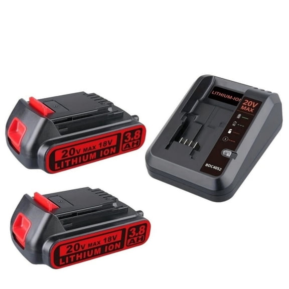 2 Packs 3.8Ah Replacement 20V Lithium Battery with Charger for 20V Max LBXR20, LB20, LBX20 Compatible with Extended Run Time Cordless Power Tools