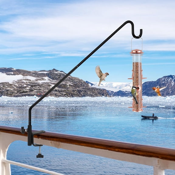 2 Packs 3 Inch Clamp Deck Hook Wall PoleWall ounted Deck Hook Extensible and Adjustable Wal!Bracket for Hanging Bird Feeder,Plants,Wind Chimes, 2Packs